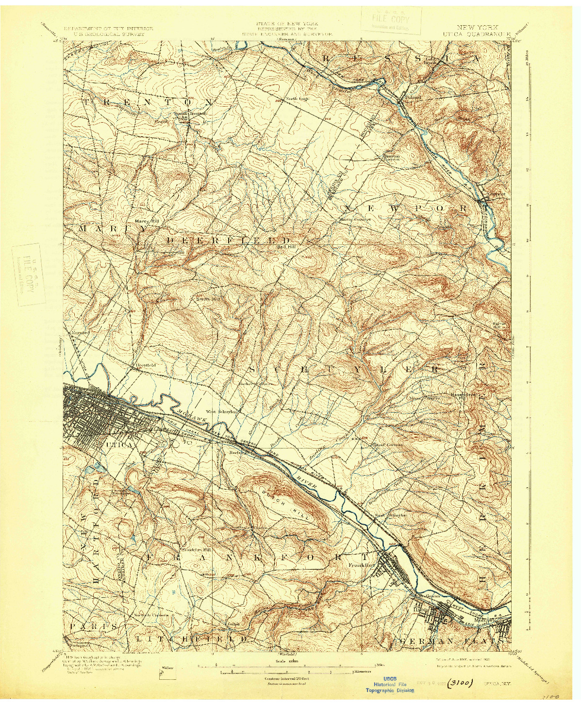 USGS 1:62500-SCALE QUADRANGLE FOR UTICA, NY 1900