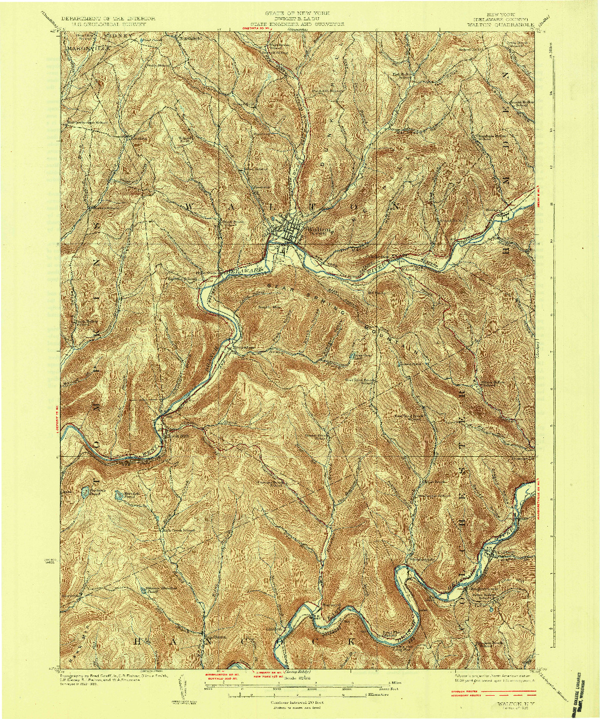 USGS 1:62500-SCALE QUADRANGLE FOR WALTON, NY 1925