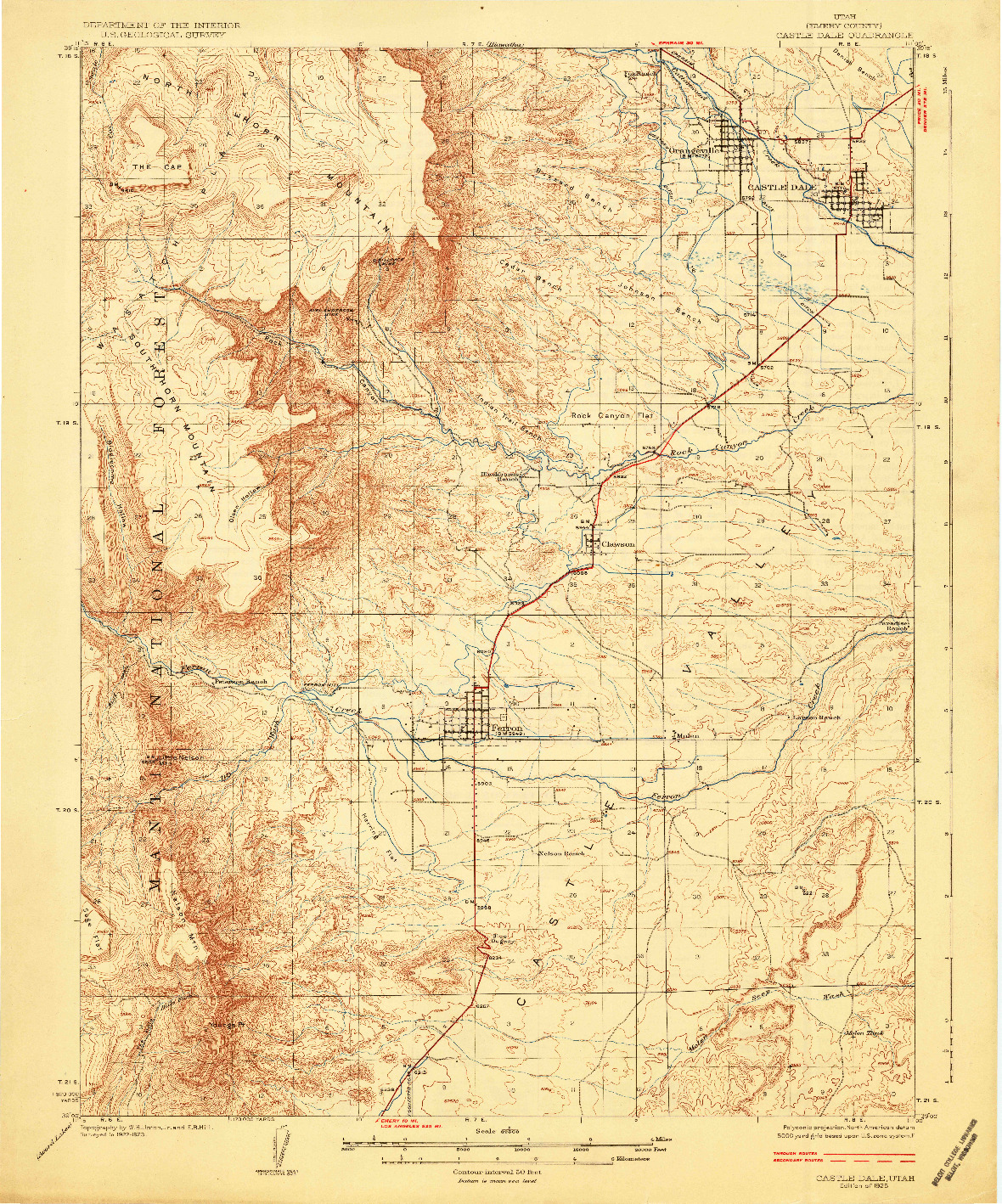 USGS 1:62500-SCALE QUADRANGLE FOR CASTLE DALE, UT 1925