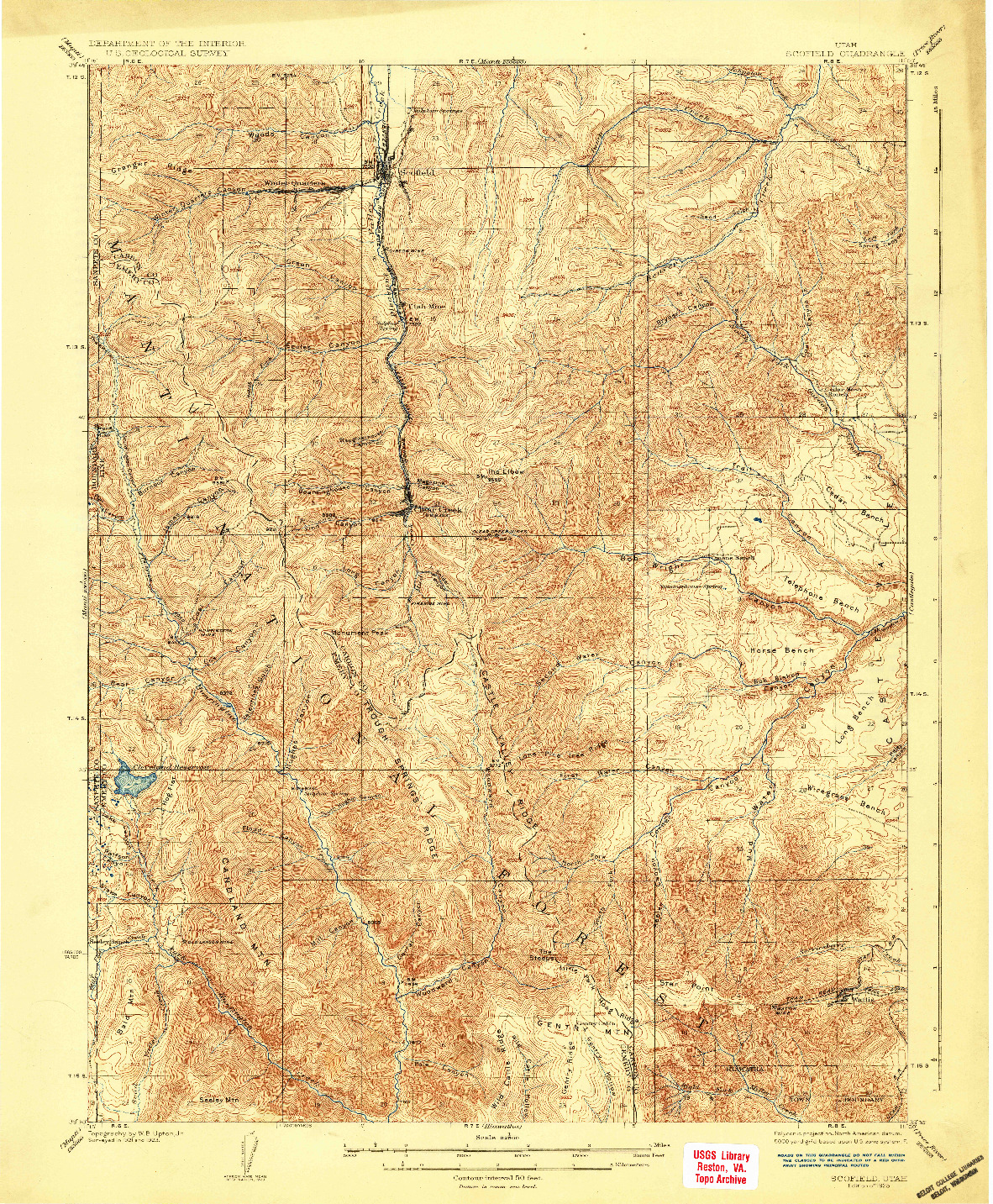 USGS 1:62500-SCALE QUADRANGLE FOR SCOFIELD, UT 1925