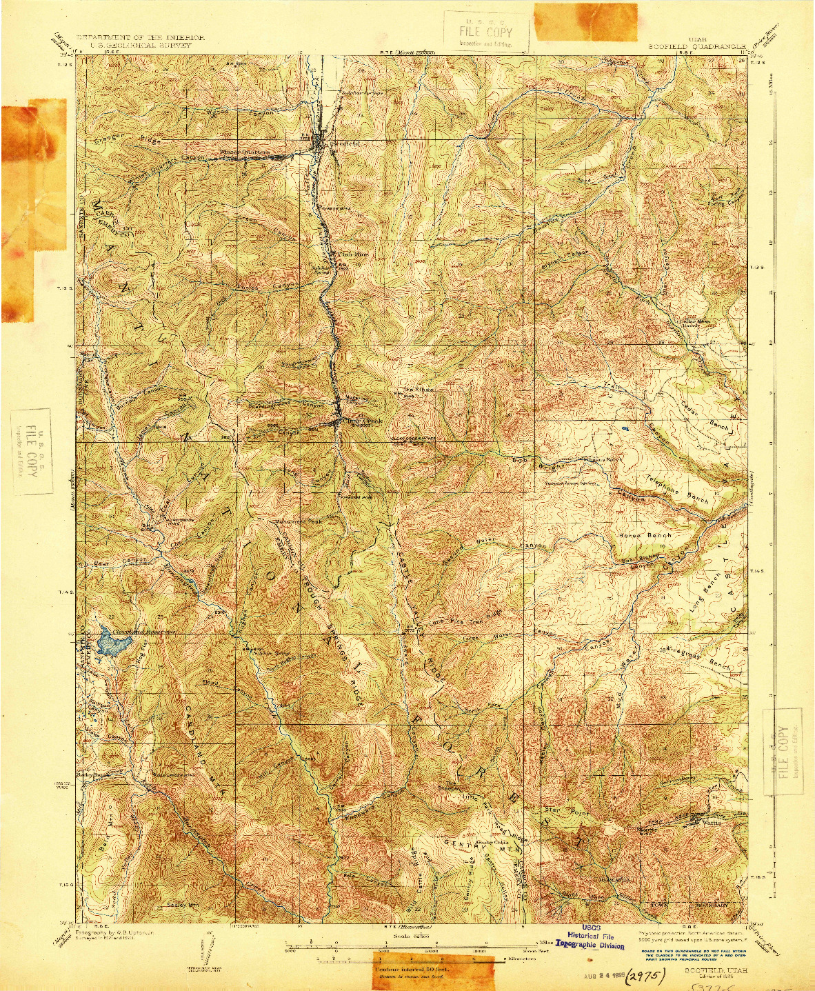 USGS 1:62500-SCALE QUADRANGLE FOR SCOFIELD, UT 1925