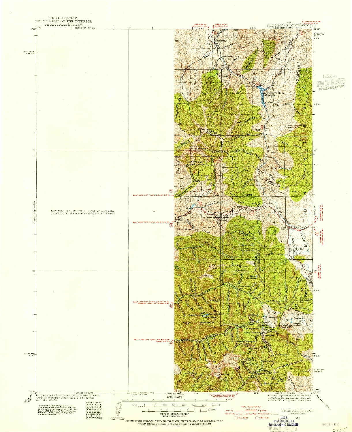 USGS 1:125000-SCALE QUADRANGLE FOR FT. DOUGLAS, UT 1925