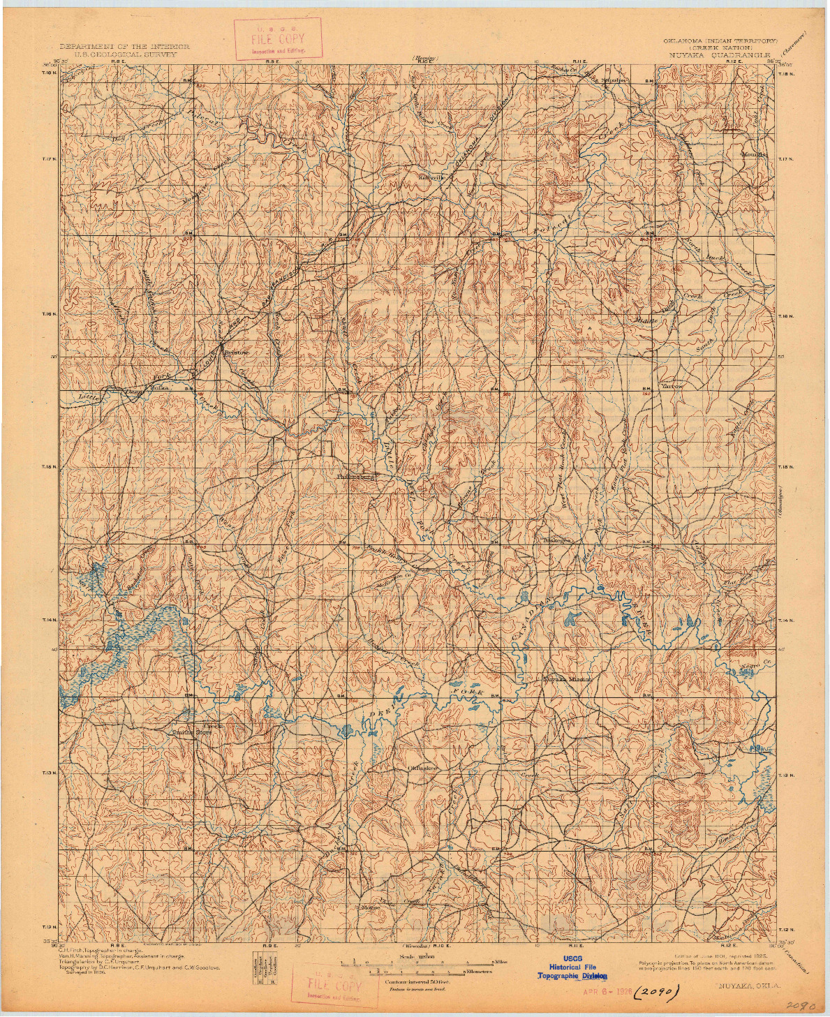 USGS 1:125000-SCALE QUADRANGLE FOR NUYAKA, OK 1901