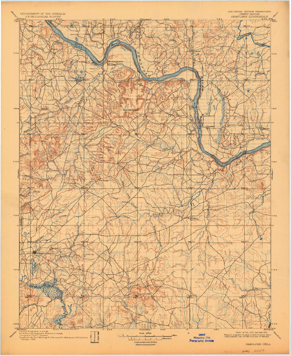 USGS 1:125000-SCALE QUADRANGLE FOR OKMULGEE, OK 1900