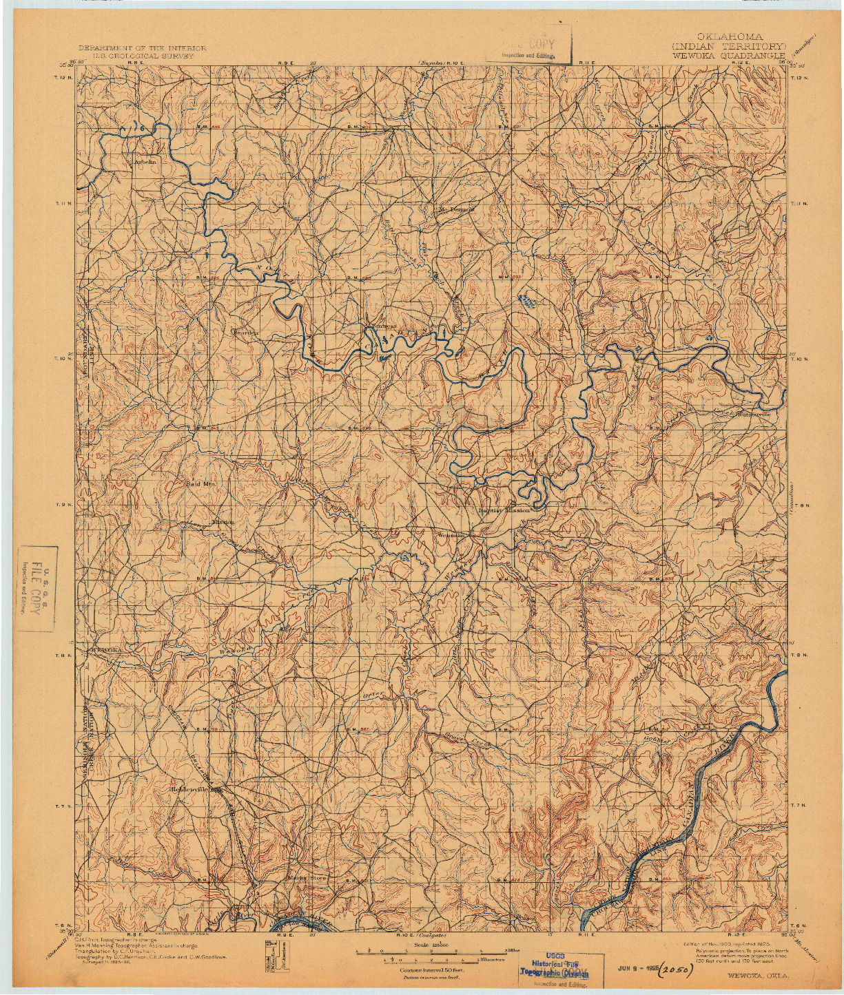 USGS 1:125000-SCALE QUADRANGLE FOR WEWOKA, OK 1900