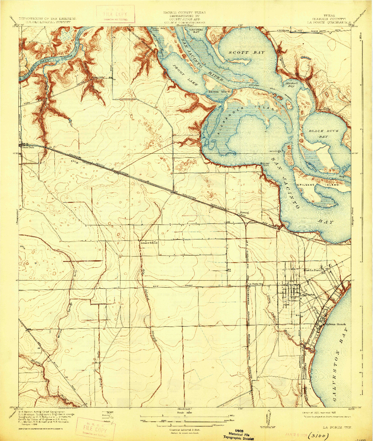 USGS 1:31680-SCALE QUADRANGLE FOR LA PORTE, TX 1920
