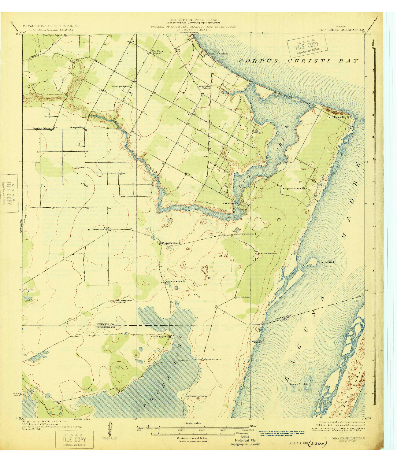 USGS 1:62500-SCALE QUADRANGLE FOR OSO CREEK, TX 1925