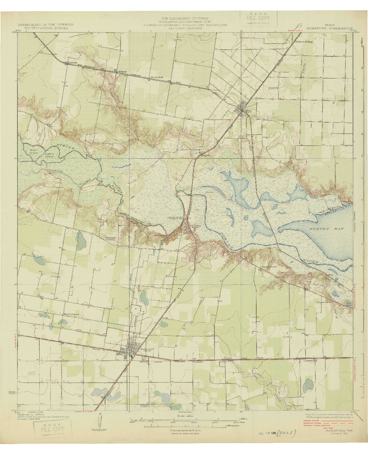 USGS 1:62500-SCALE QUADRANGLE FOR ROBSTOWN, TX 1925