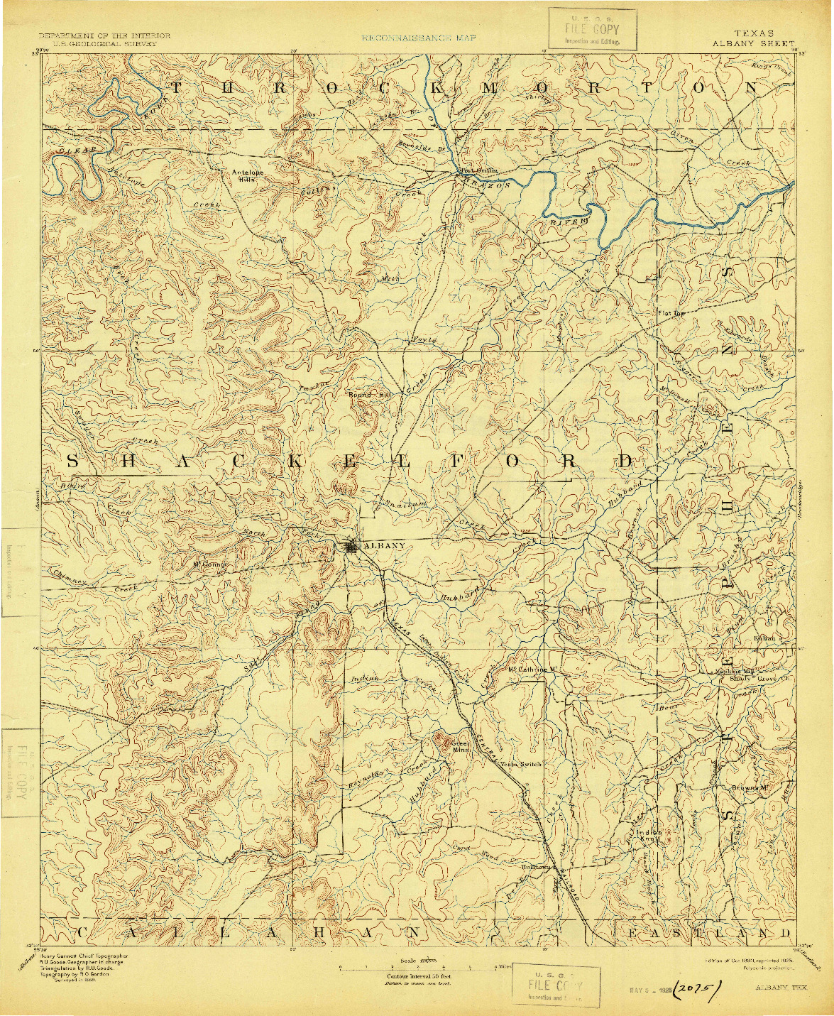 USGS 1:125000-SCALE QUADRANGLE FOR ALBANY, TX 1893