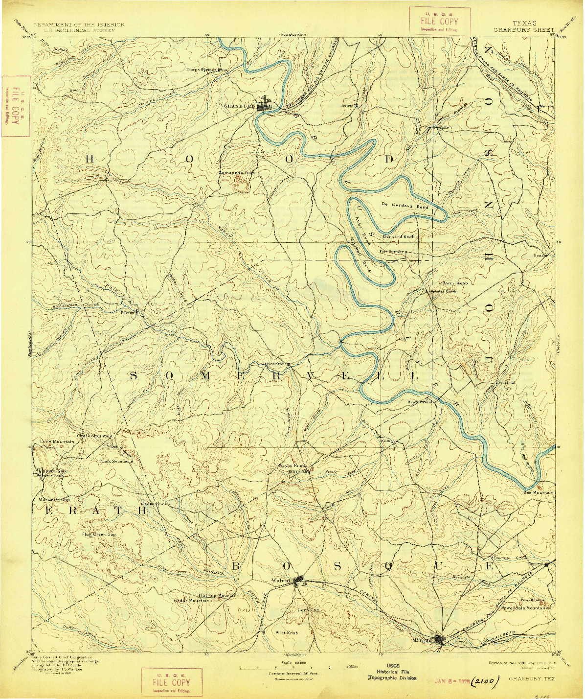 USGS 1:125000-SCALE QUADRANGLE FOR GRANBURY, TX 1889