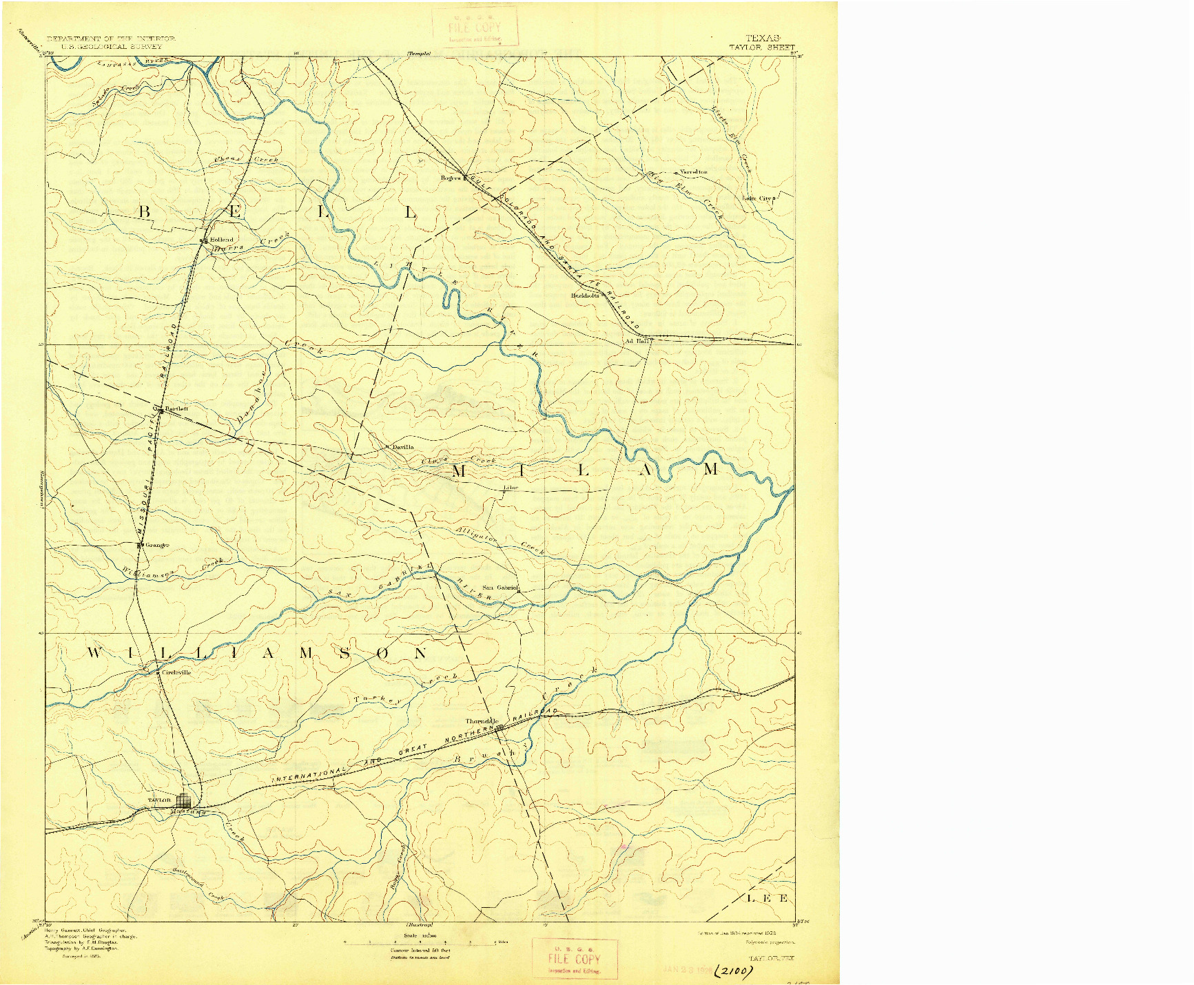 USGS 1:125000-SCALE QUADRANGLE FOR TAYLOR, TX 1894