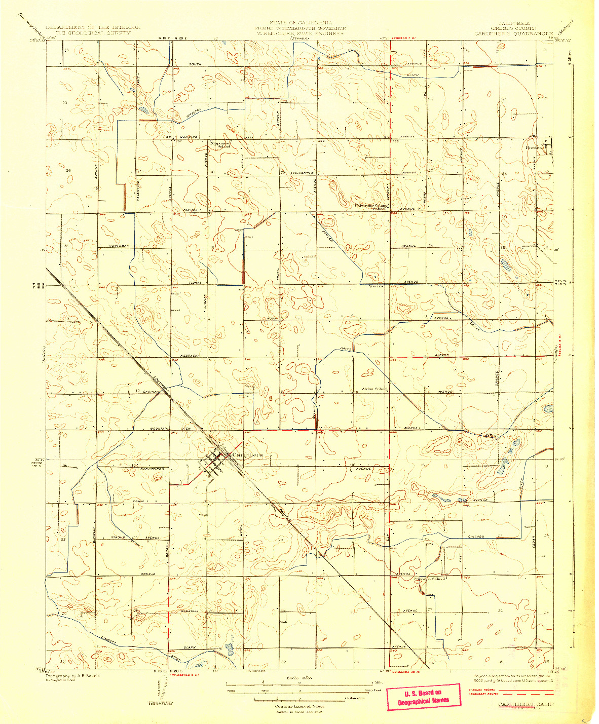 USGS 1:31680-SCALE QUADRANGLE FOR CARUTHERS, CA 1925