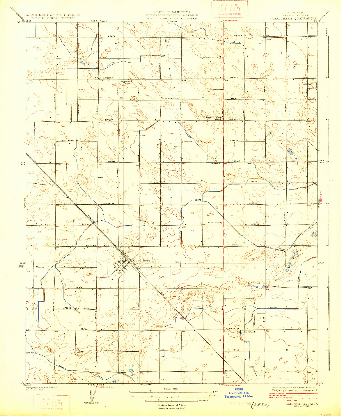 USGS 1:31680-SCALE QUADRANGLE FOR CARUTHERS, CA 1925