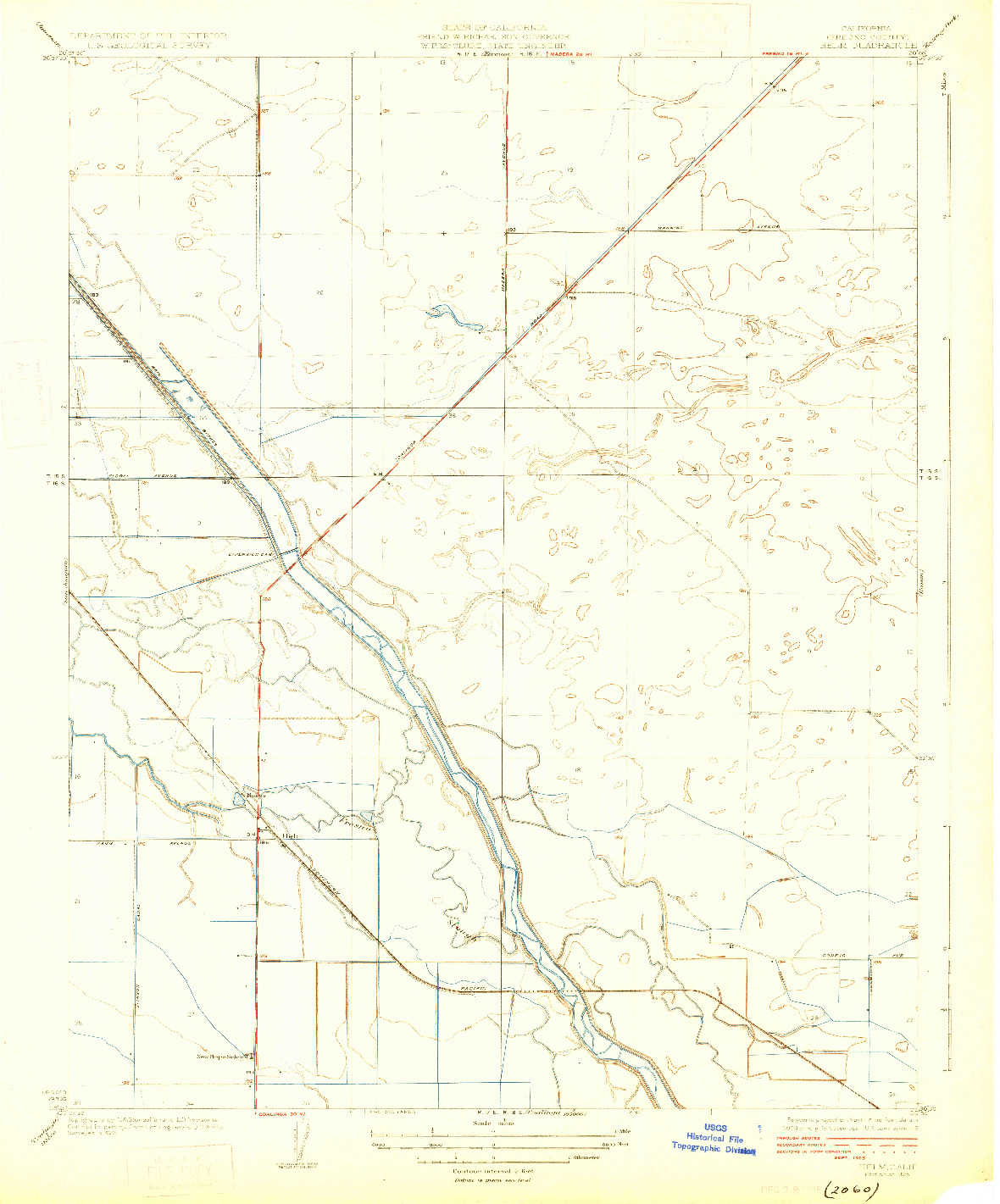 USGS 1:31680-SCALE QUADRANGLE FOR HELM, CA 1925