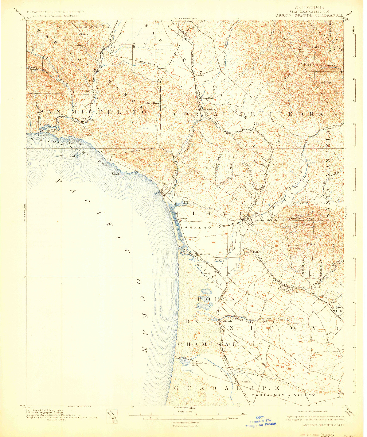 USGS 1:62500-SCALE QUADRANGLE FOR ARROYO GRANDE, CA 1897