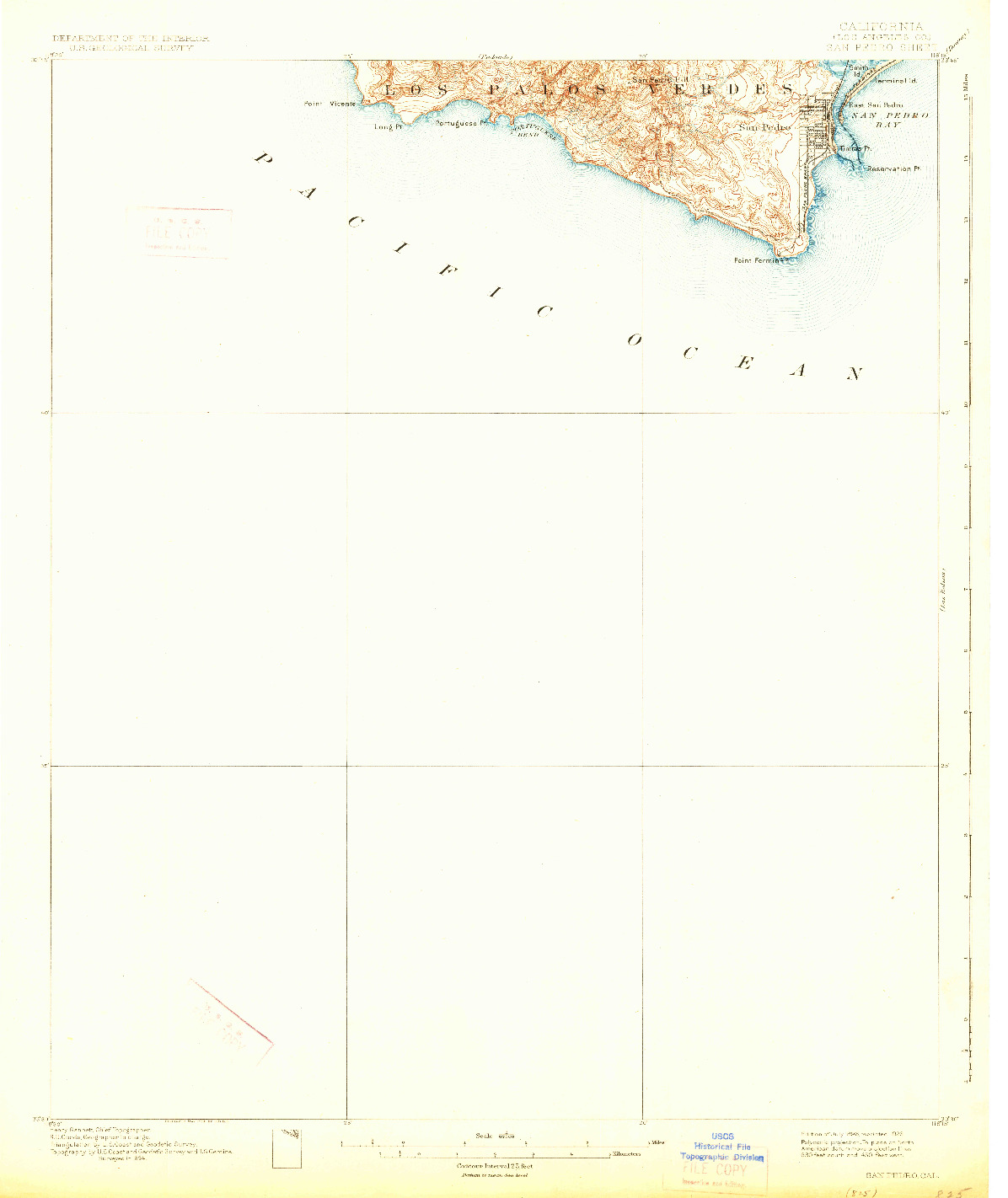 USGS 1:62500-SCALE QUADRANGLE FOR SAN PEDRO, CA 1896
