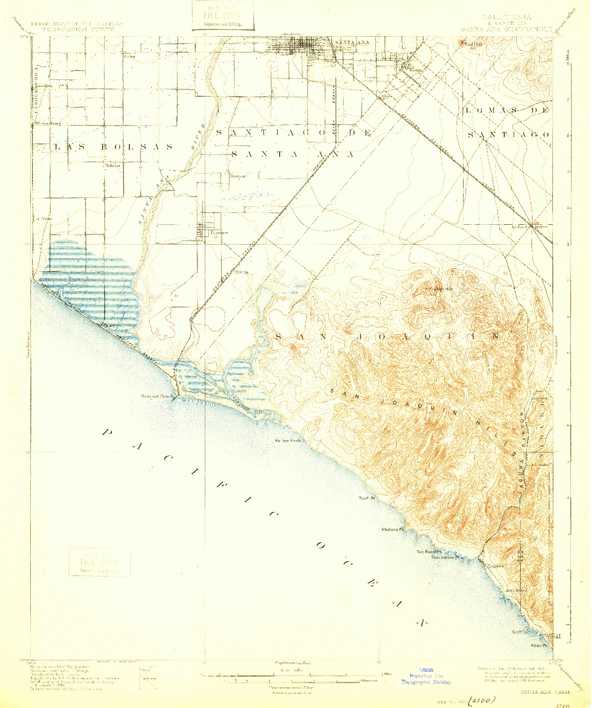 USGS 1:62500-SCALE QUADRANGLE FOR SANTA ANA, CA 1901