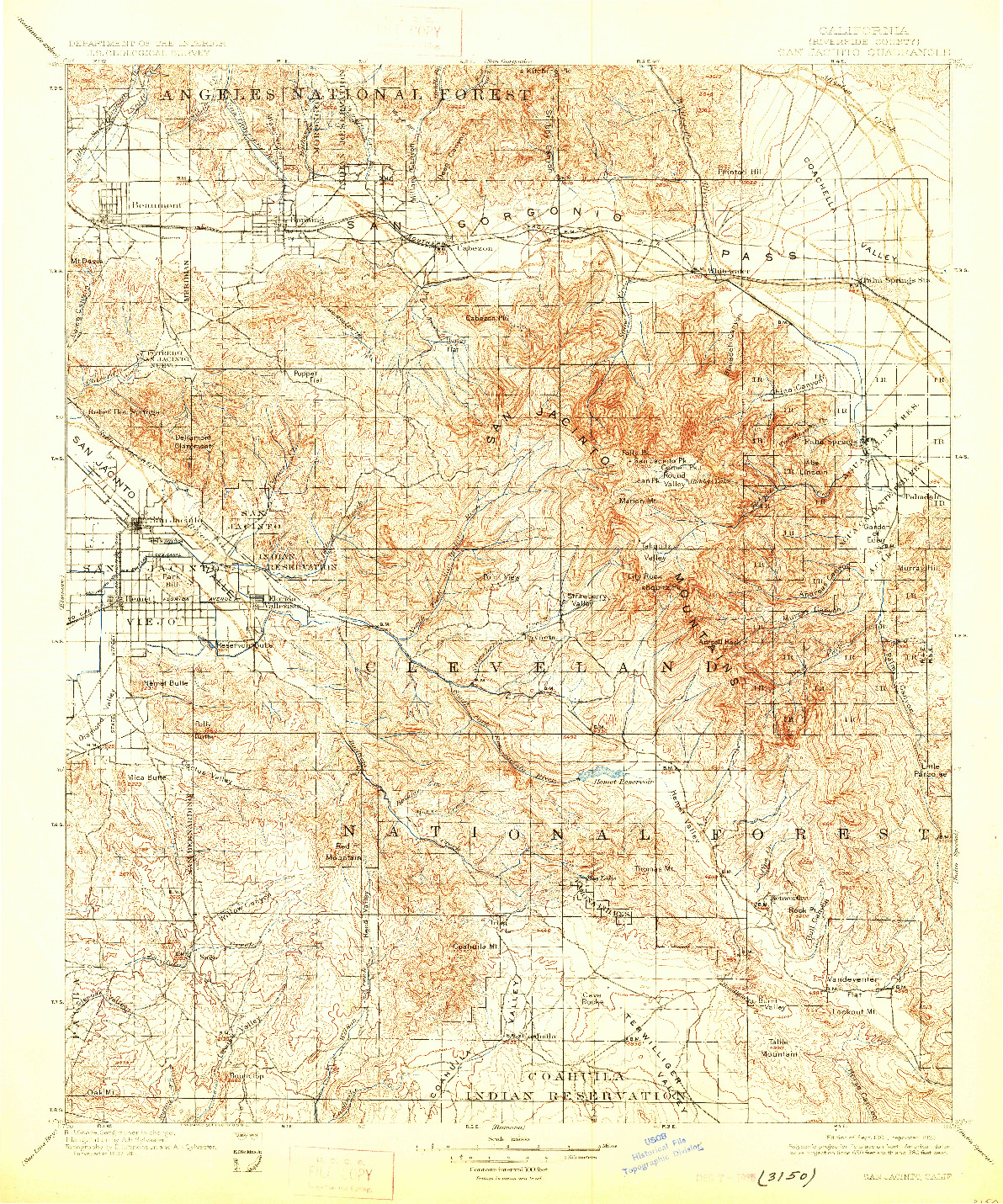 USGS 1:125000-SCALE QUADRANGLE FOR SAN JACINTO, CA 1901