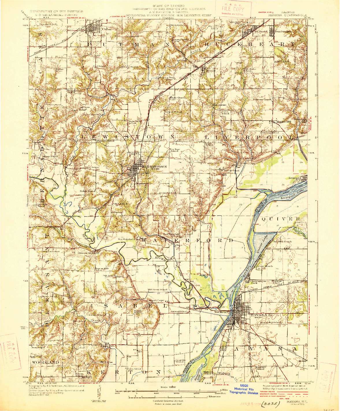 USGS 1:62500-SCALE QUADRANGLE FOR HAVANA, IL 1925