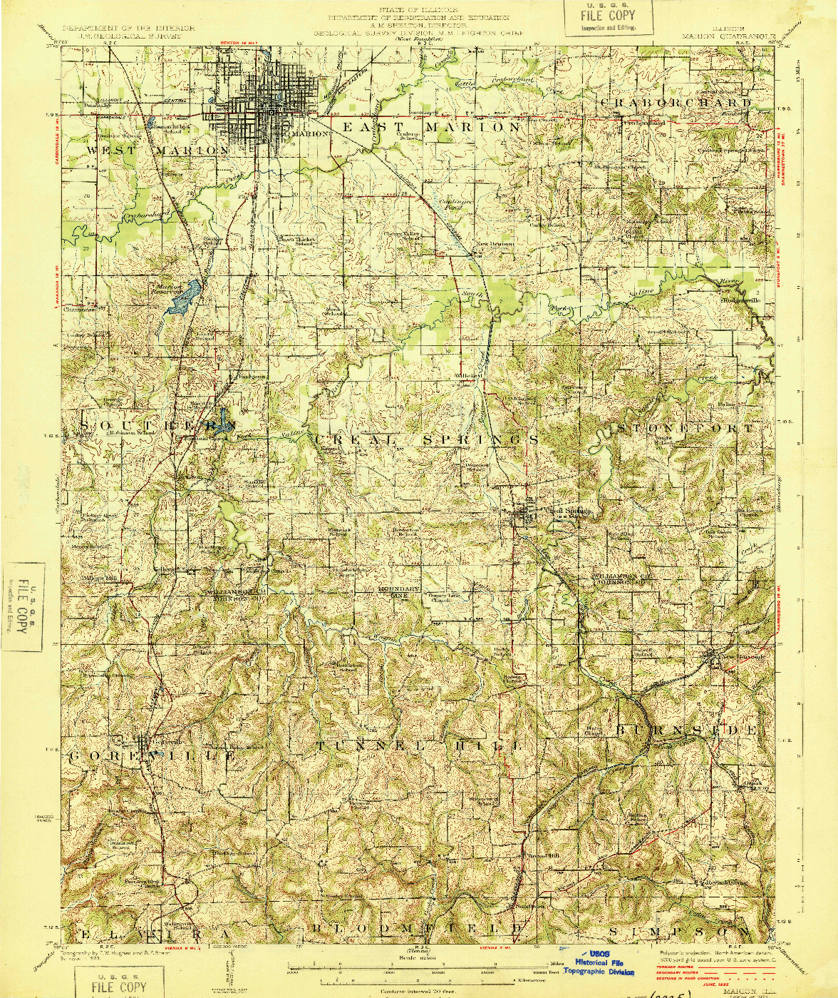 USGS 1:62500-SCALE QUADRANGLE FOR MARION, IL 1925