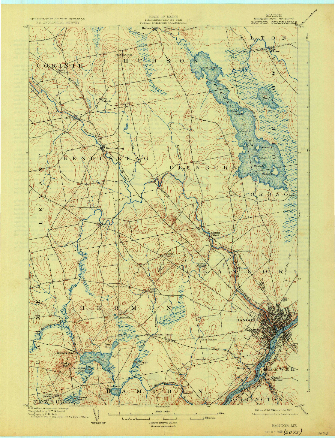 USGS 1:62500-SCALE QUADRANGLE FOR BANGOR, ME 1902