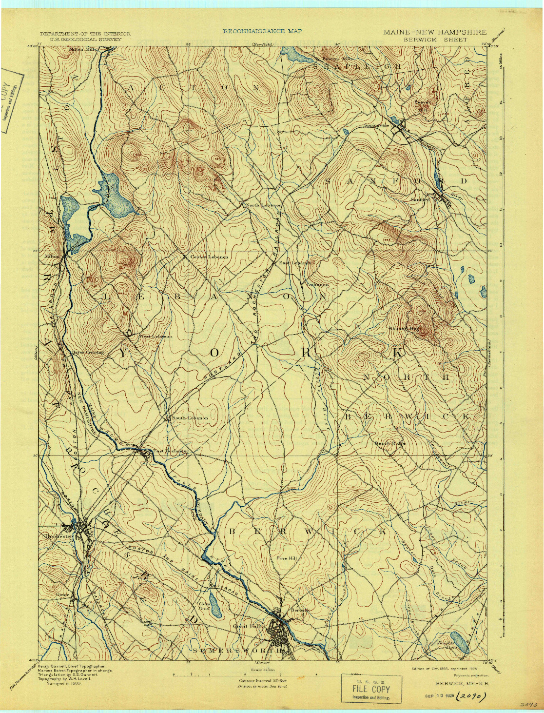 USGS 1:62500-SCALE QUADRANGLE FOR BERWICK, ME 1893
