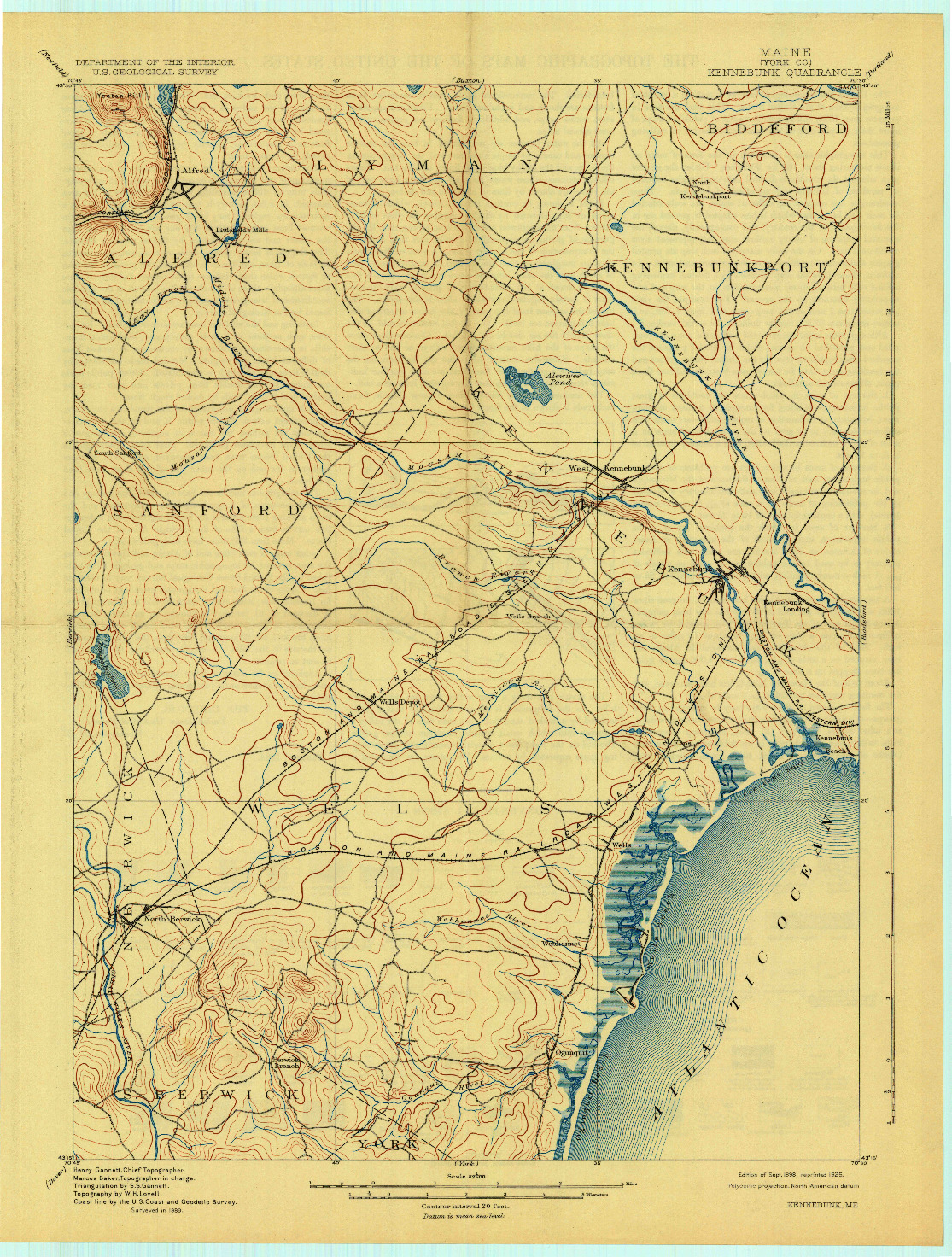 USGS 1:62500-SCALE QUADRANGLE FOR KENNEBUNK, ME 1898