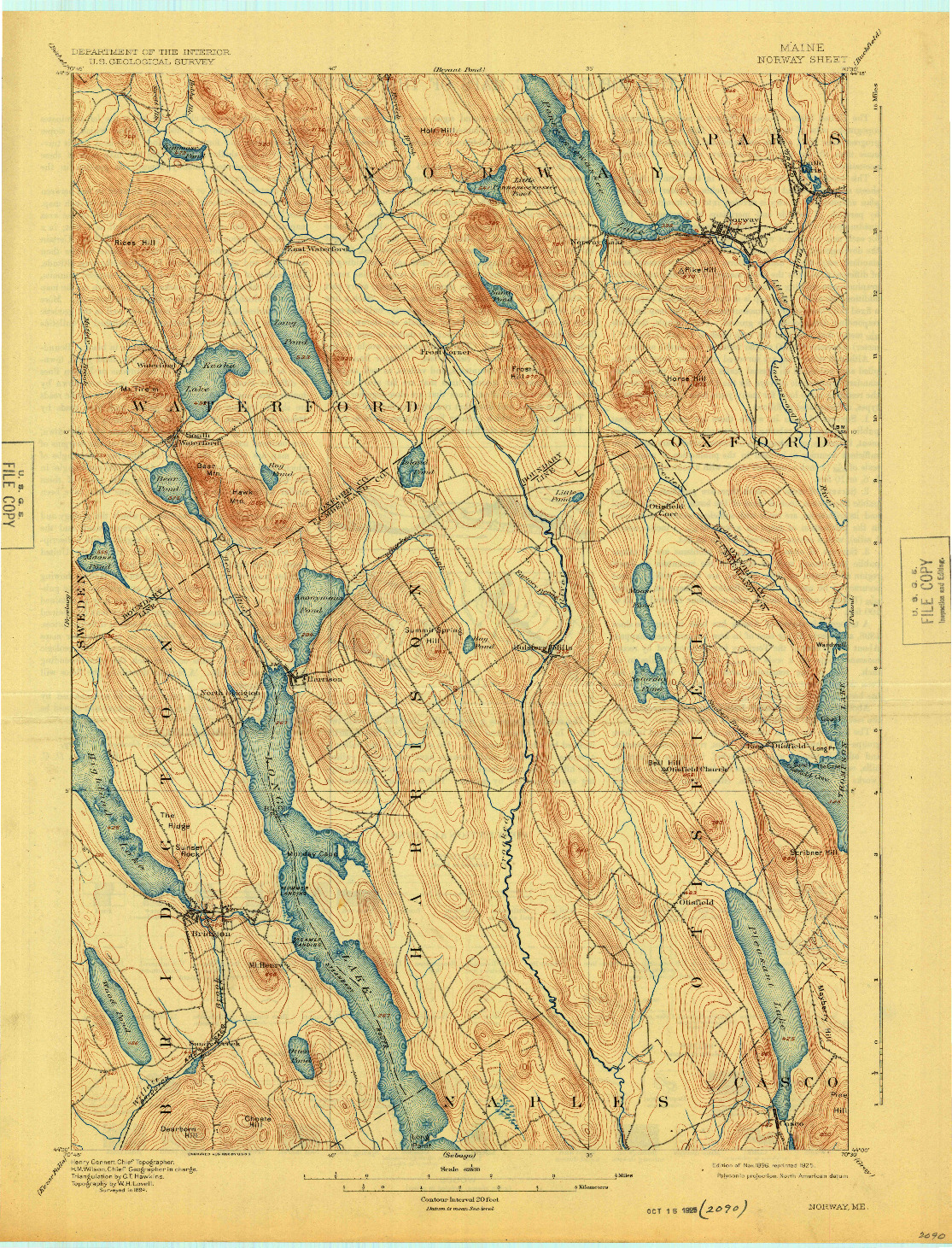 USGS 1:62500-SCALE QUADRANGLE FOR NORWAY, ME 1896