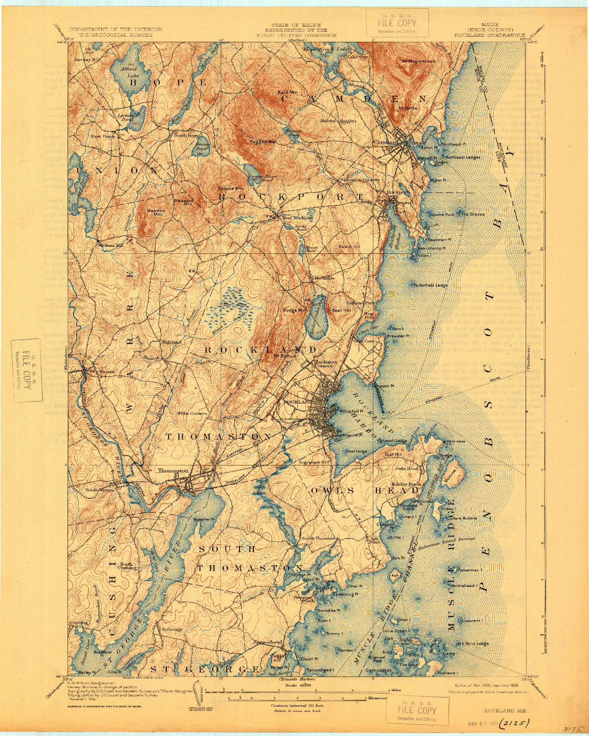 USGS 1:62500-SCALE QUADRANGLE FOR ROCKLAND, ME 1906