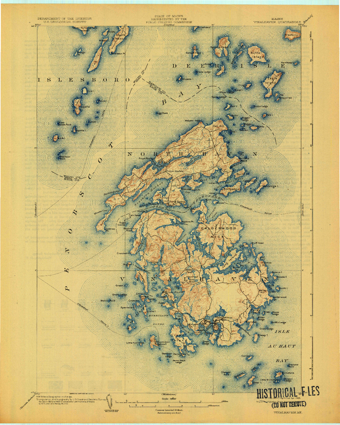 USGS 1:62500-SCALE QUADRANGLE FOR VINALHAVEN, ME 1904