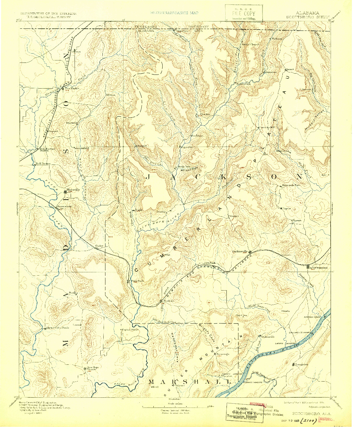 USGS 1:125000-SCALE QUADRANGLE FOR SCOTTSBORO, AL 1892