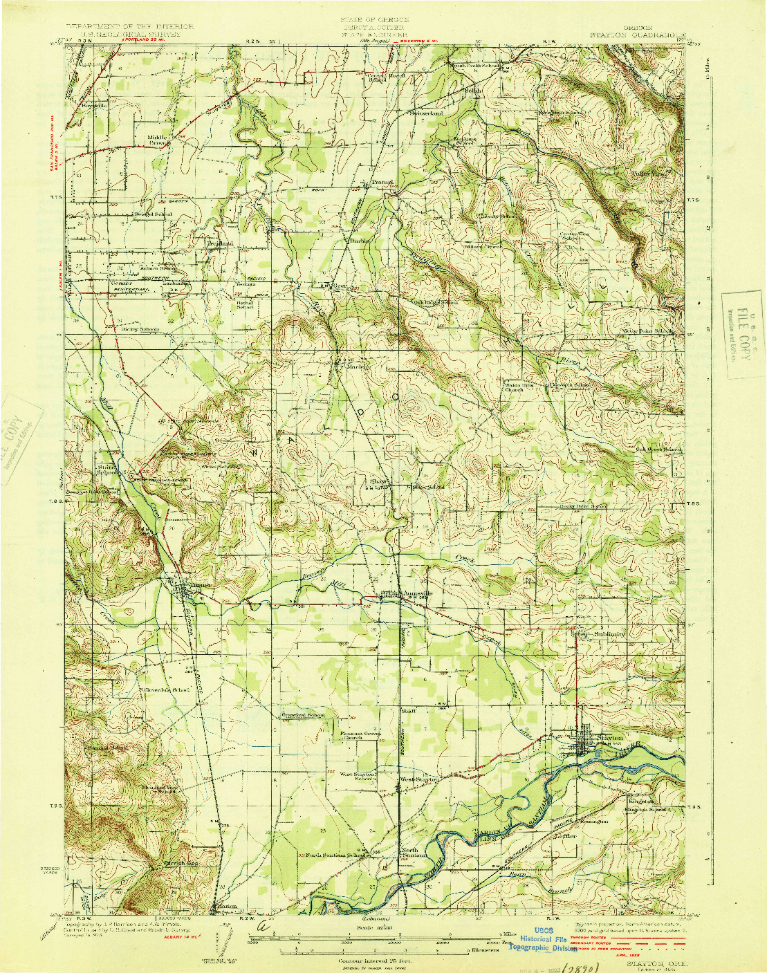 USGS 1:62500-SCALE QUADRANGLE FOR STAYTON, OR 1925