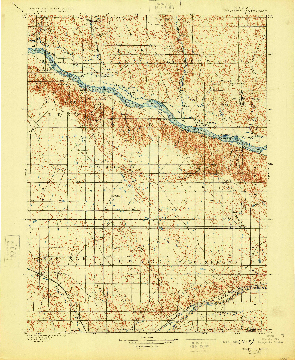 USGS 1:125000-SCALE QUADRANGLE FOR CHAPPELL, NE 1900