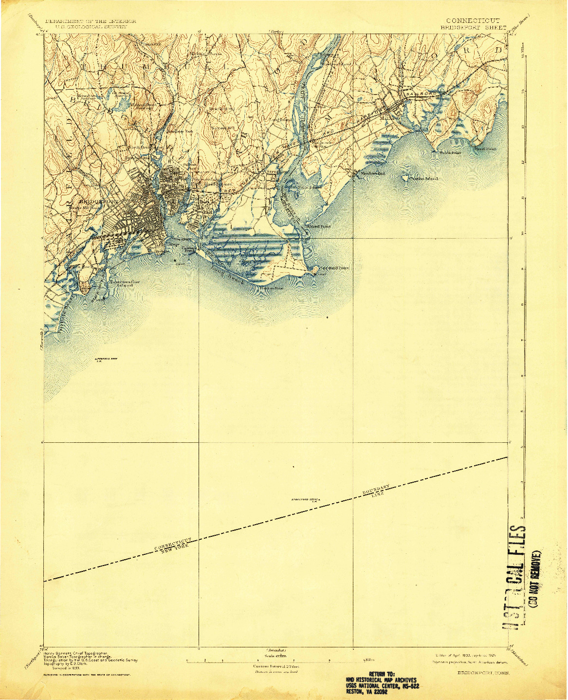 USGS 1:62500-SCALE QUADRANGLE FOR BRIDGEPORT, CT 1893