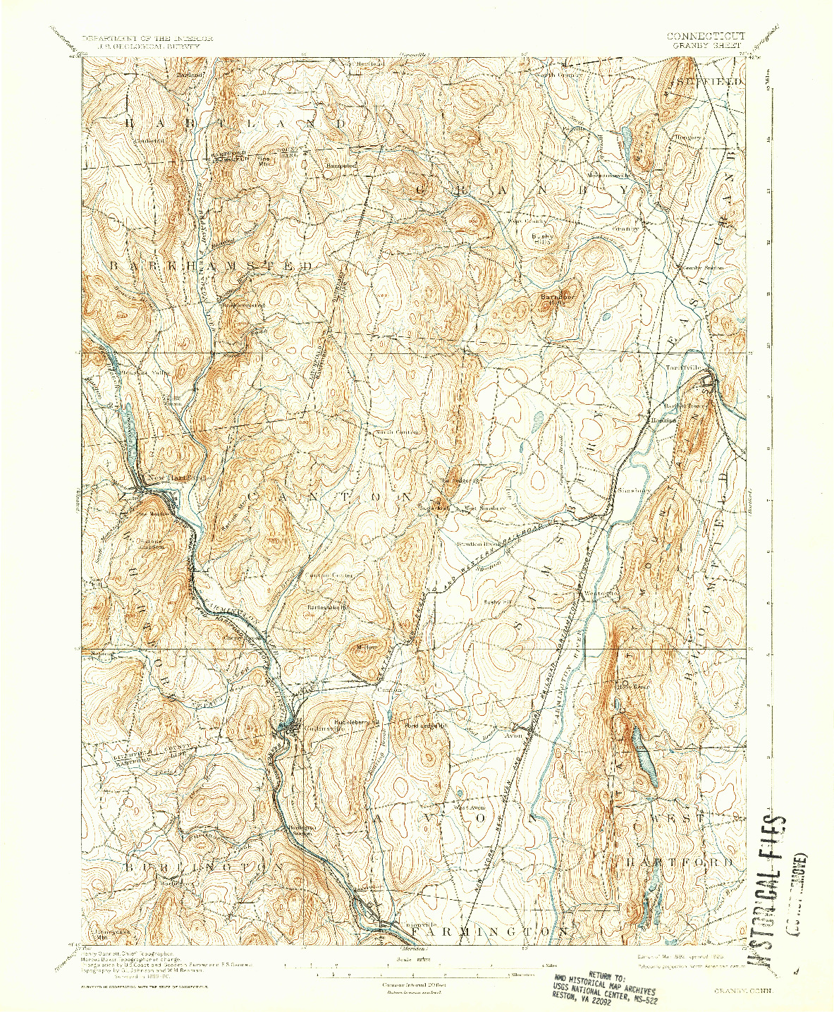 USGS 1:62500-SCALE QUADRANGLE FOR GRANBY, CT 1892