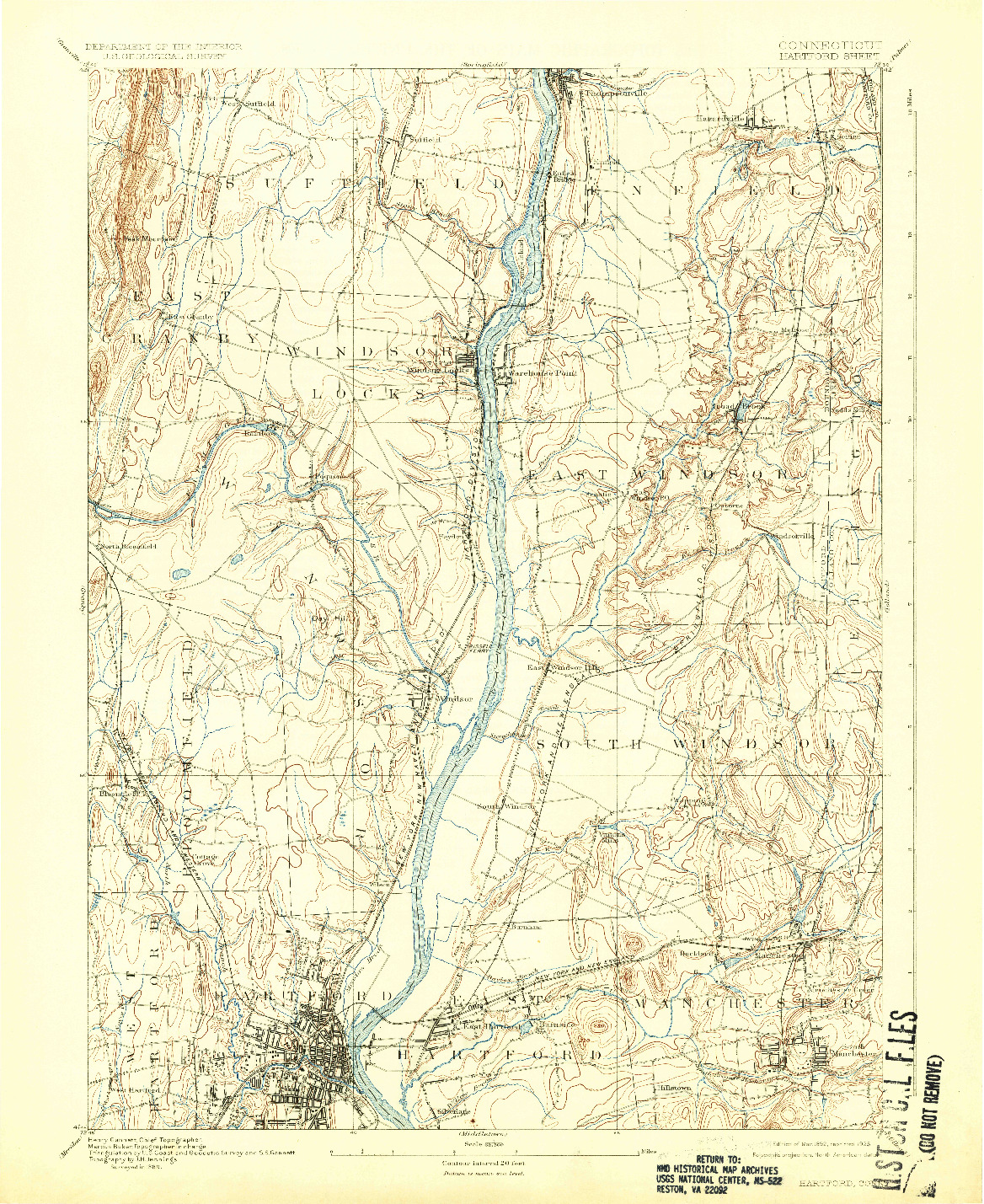 USGS 1:62500-SCALE QUADRANGLE FOR HARTFORD, CT 1892