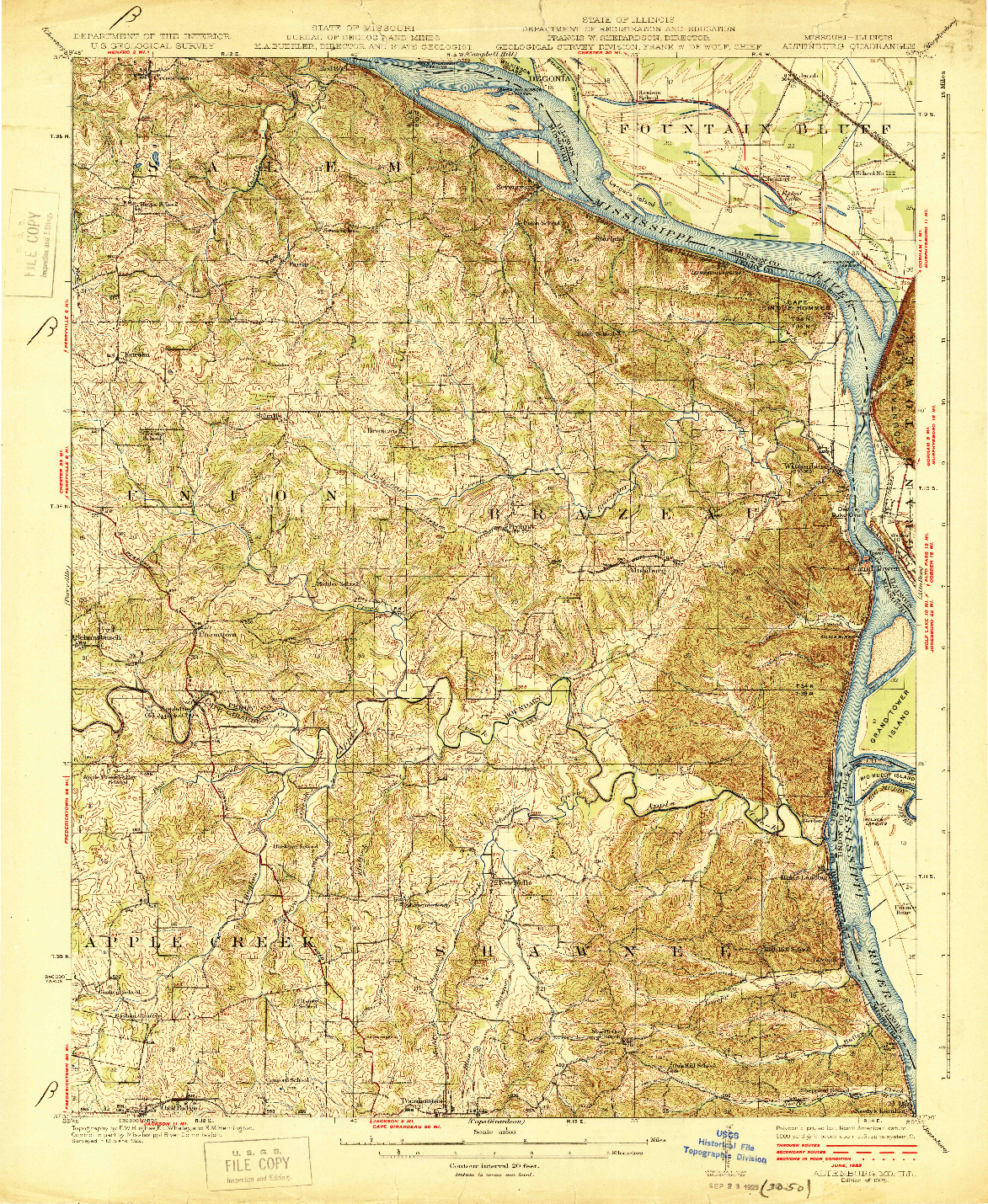 USGS 1:62500-SCALE QUADRANGLE FOR ALTENBURG, MO 1925