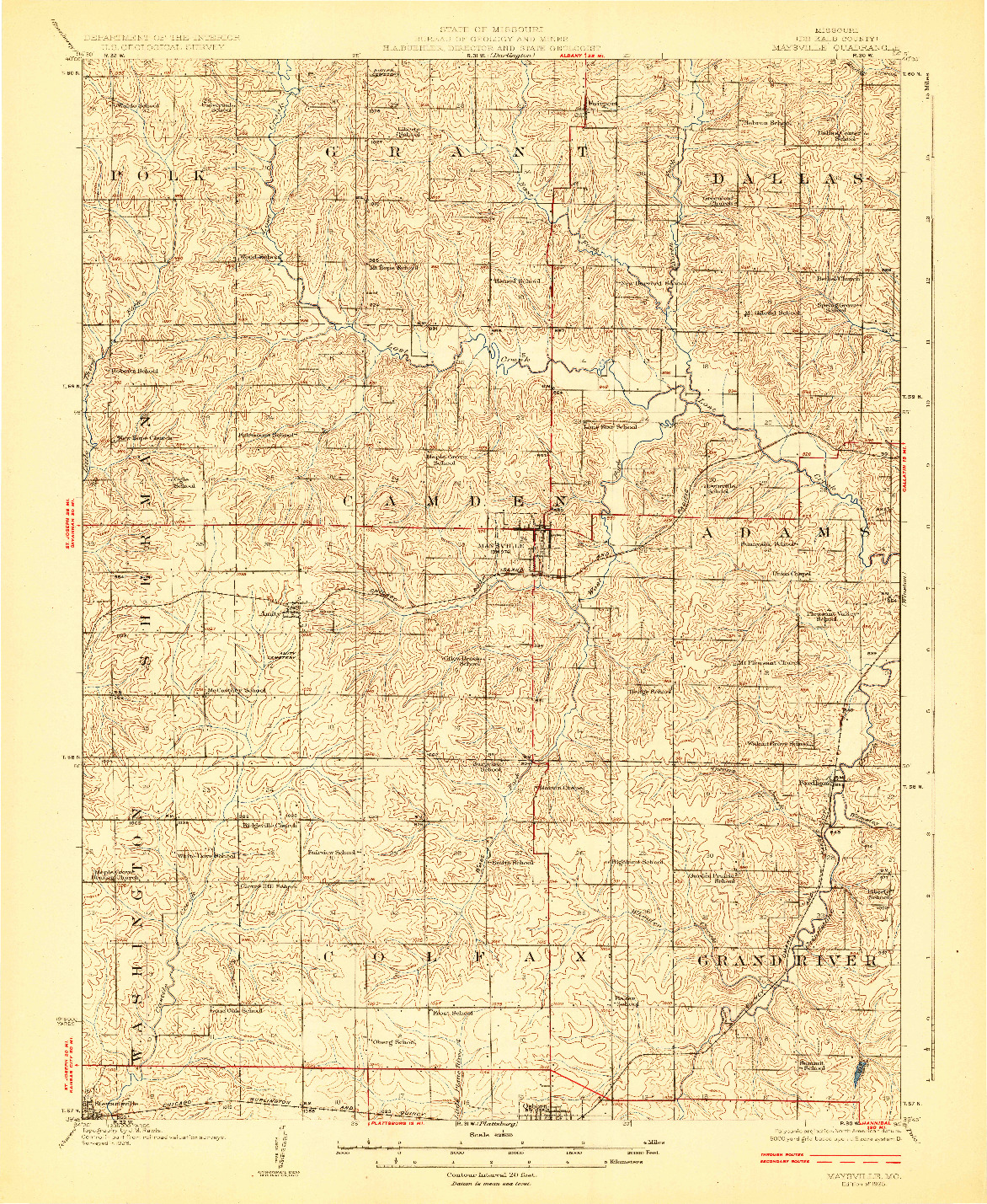 USGS 1:62500-SCALE QUADRANGLE FOR MAYSVILLE, MO 1925