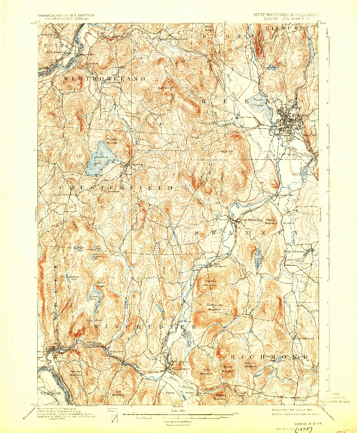 USGS 1:62500-SCALE QUADRANGLE FOR KEENE, NH 1898