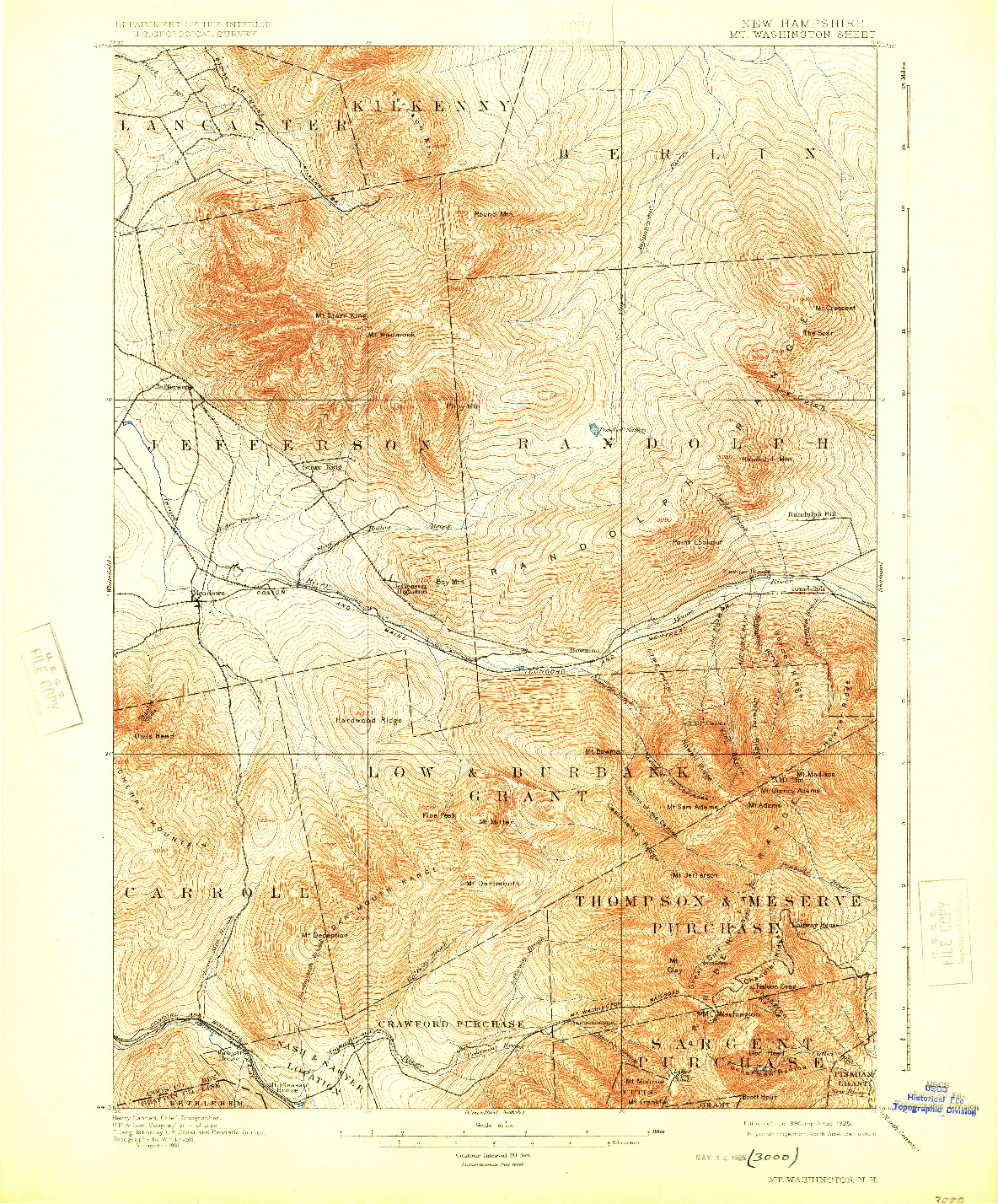 USGS 1:62500-SCALE QUADRANGLE FOR MT. WASHINGTON, NH 1896