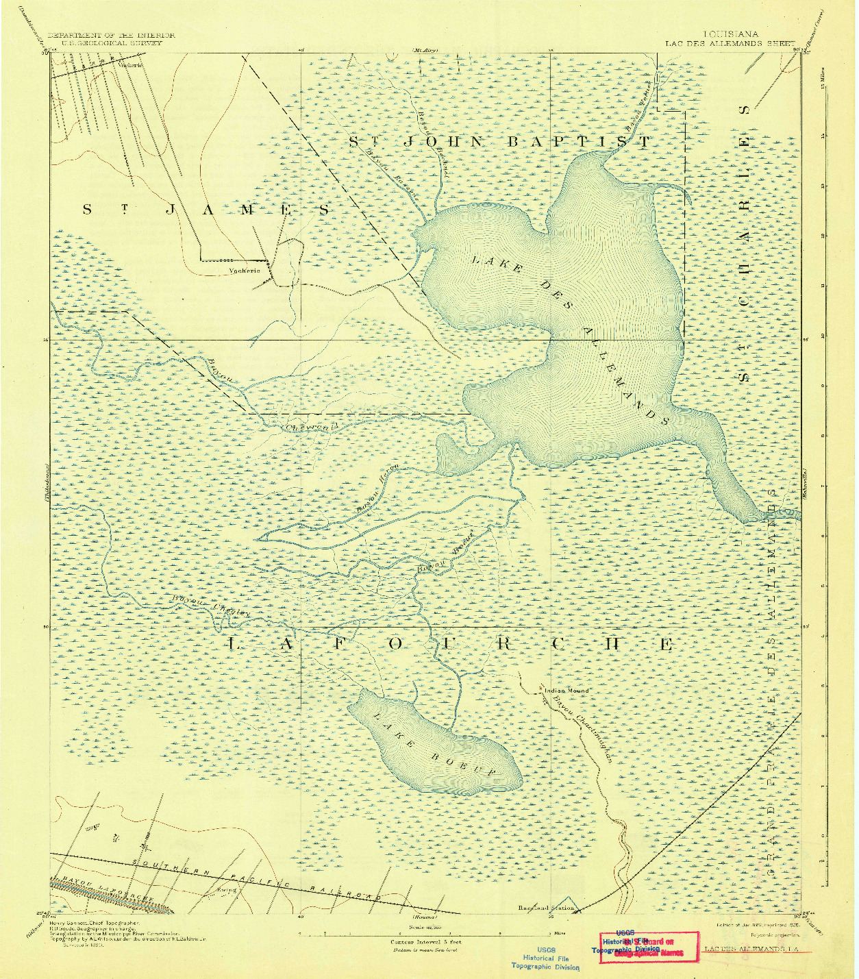 USGS 1:62500-SCALE QUADRANGLE FOR LAC DES ALLEMANDS, LA 1892