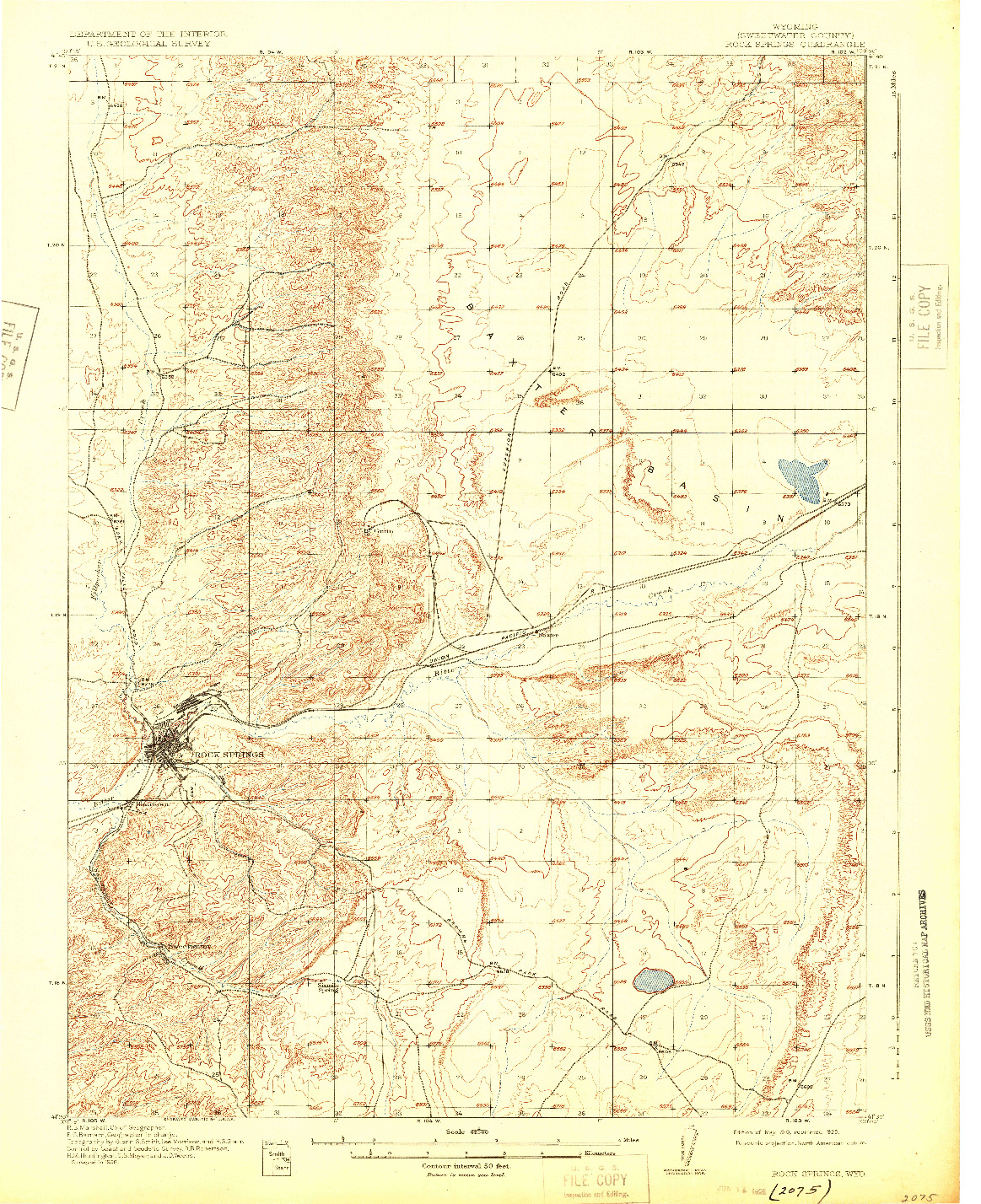 USGS 1:62500-SCALE QUADRANGLE FOR ROCK SPRINGS, WY 1910