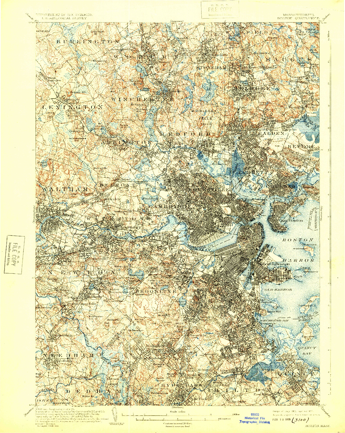 USGS 1:62500-SCALE QUADRANGLE FOR BOSTON, MA 1903