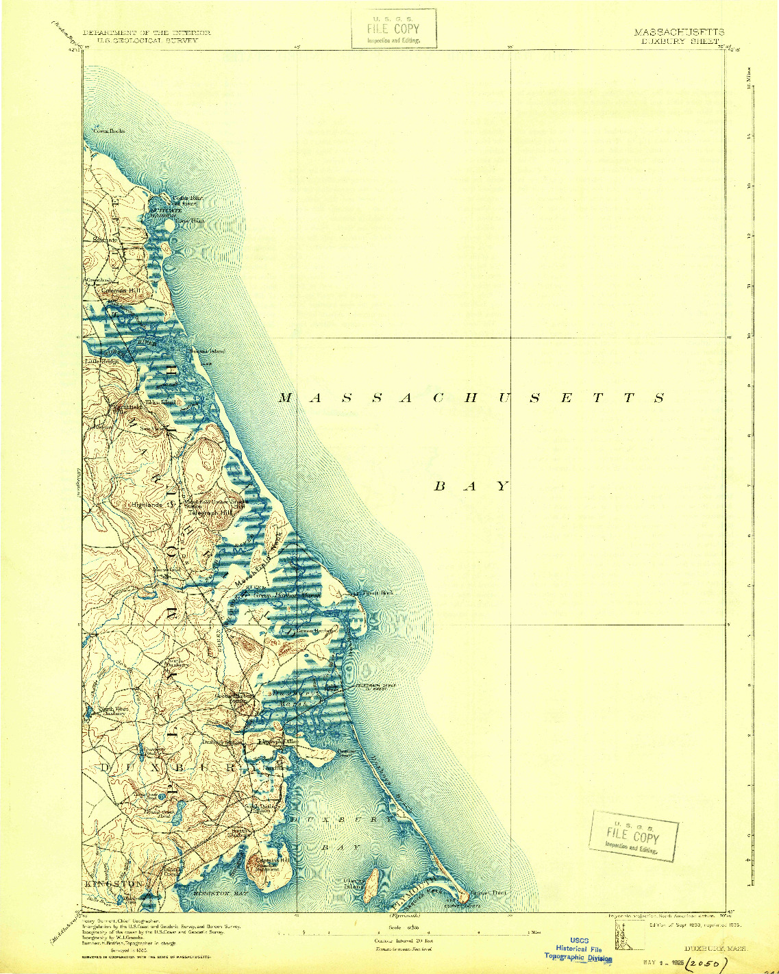 USGS 1:62500-SCALE QUADRANGLE FOR DUXBURY, MA 1893