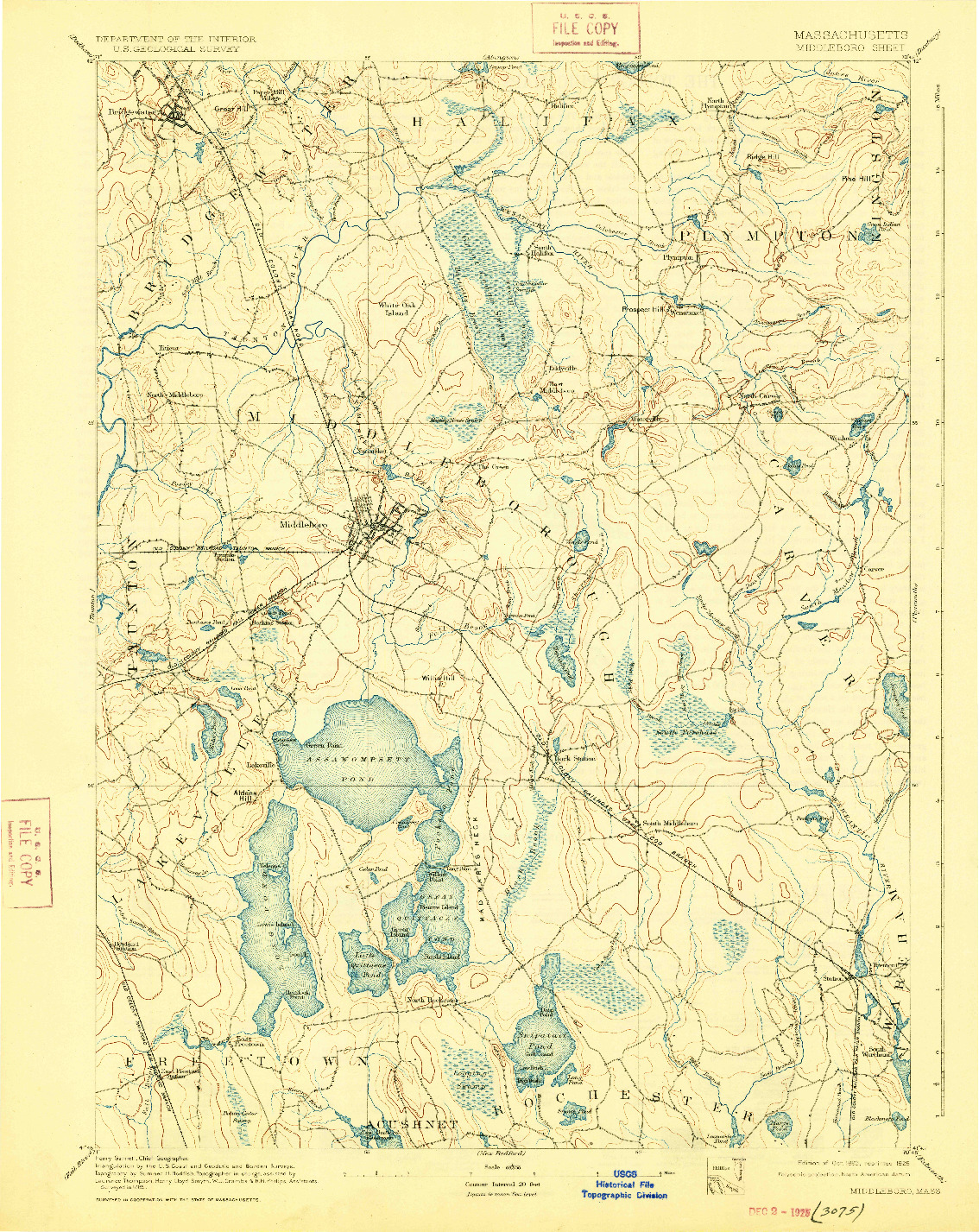 USGS 1:62500-SCALE QUADRANGLE FOR MIDDLEBORO, MA 1893