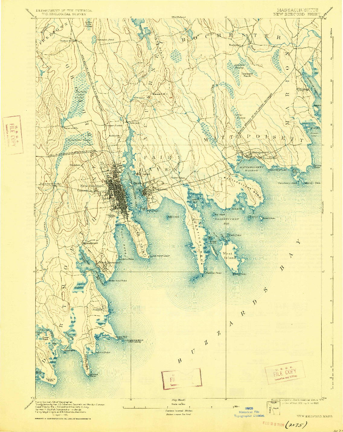 USGS 1:62500-SCALE QUADRANGLE FOR NEW BEDFORD, MA 1893