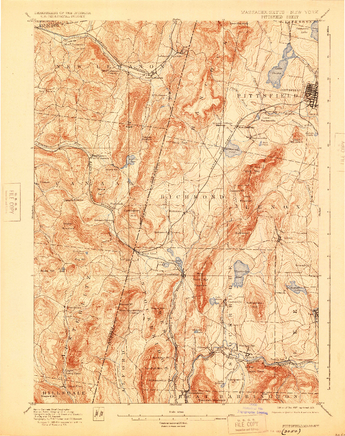 USGS 1:62500-SCALE QUADRANGLE FOR PITTSFIELD, MA 1897