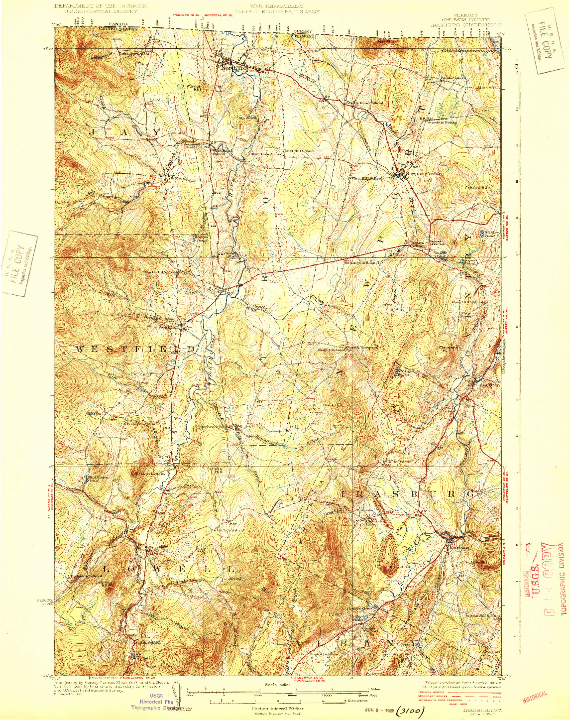 USGS 1:62500-SCALE QUADRANGLE FOR IRASBURG, VT 1925