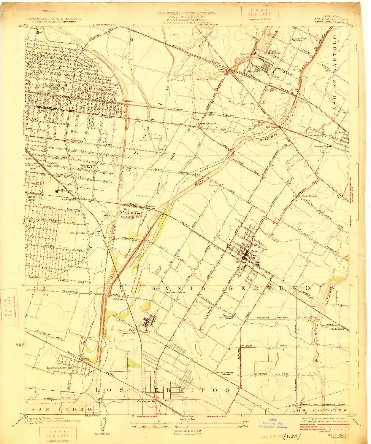 USGS 1:24000-SCALE QUADRANGLE FOR BELL, CA 1925