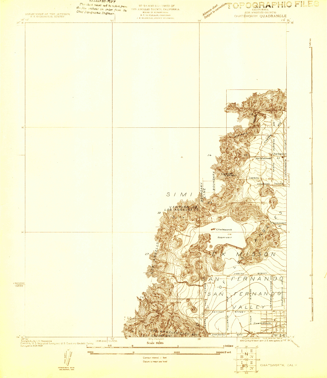 USGS 1:24000-SCALE QUADRANGLE FOR CHATSWORTH, CA 1925